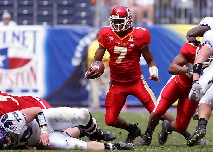 singleback formation quarterback looks on after running the singleback formation during a college football game